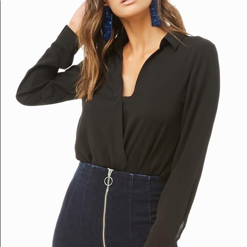 New Black Plunge Bodysuit